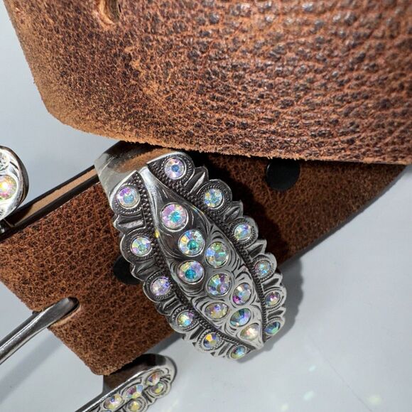 Justin Boots Western RhinestoneBelt Women\'s 36 Brown Leather Christianity Cross main image 10
